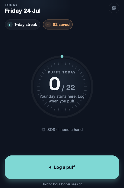 PuffPause today screen
